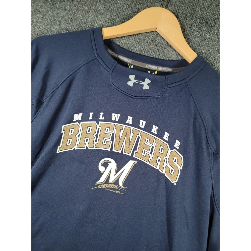 Milwaukee Brewers Sweatshirt Mens Large (Fits Medium) Under Armour MLB Pullover